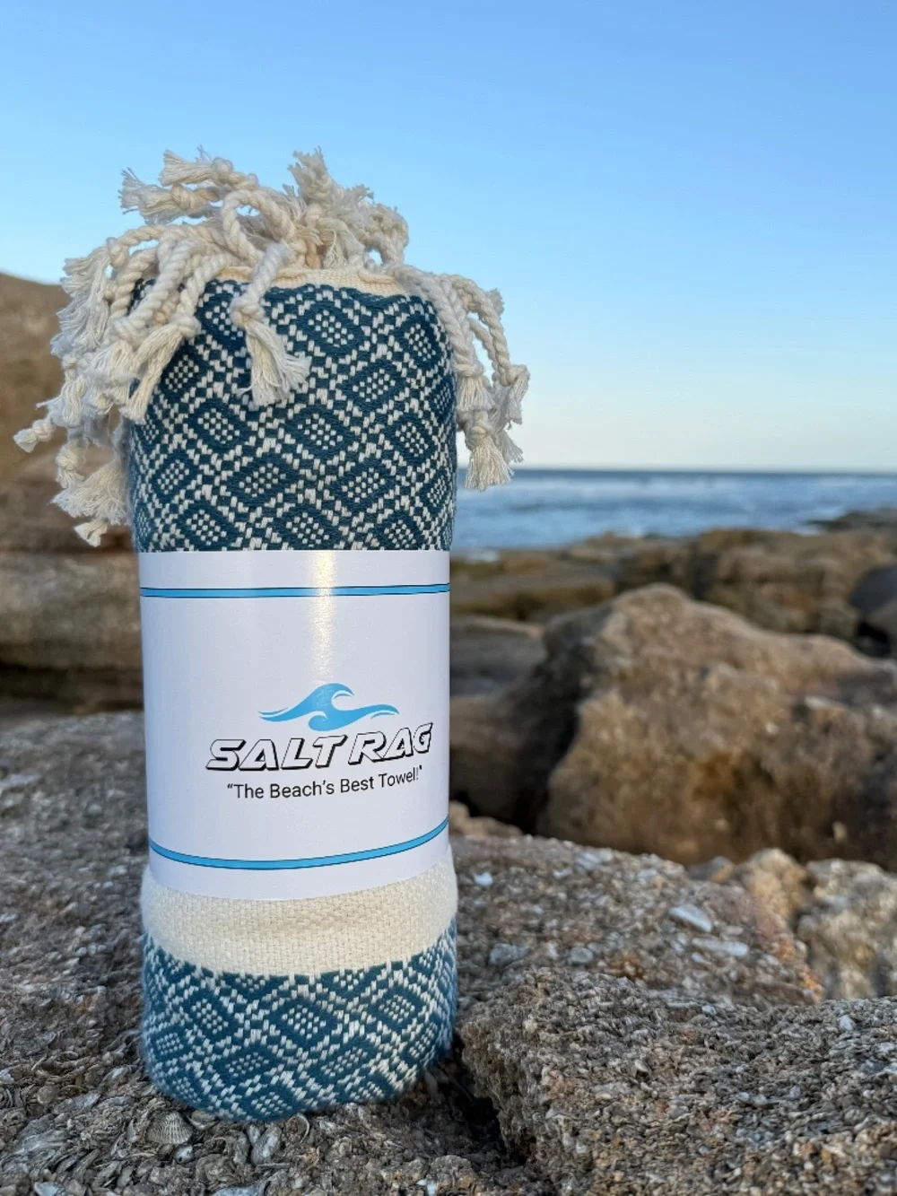 Crab Trap Rag Teal — Salt Rag™ Sand-Resistant Turkish Beach Towel